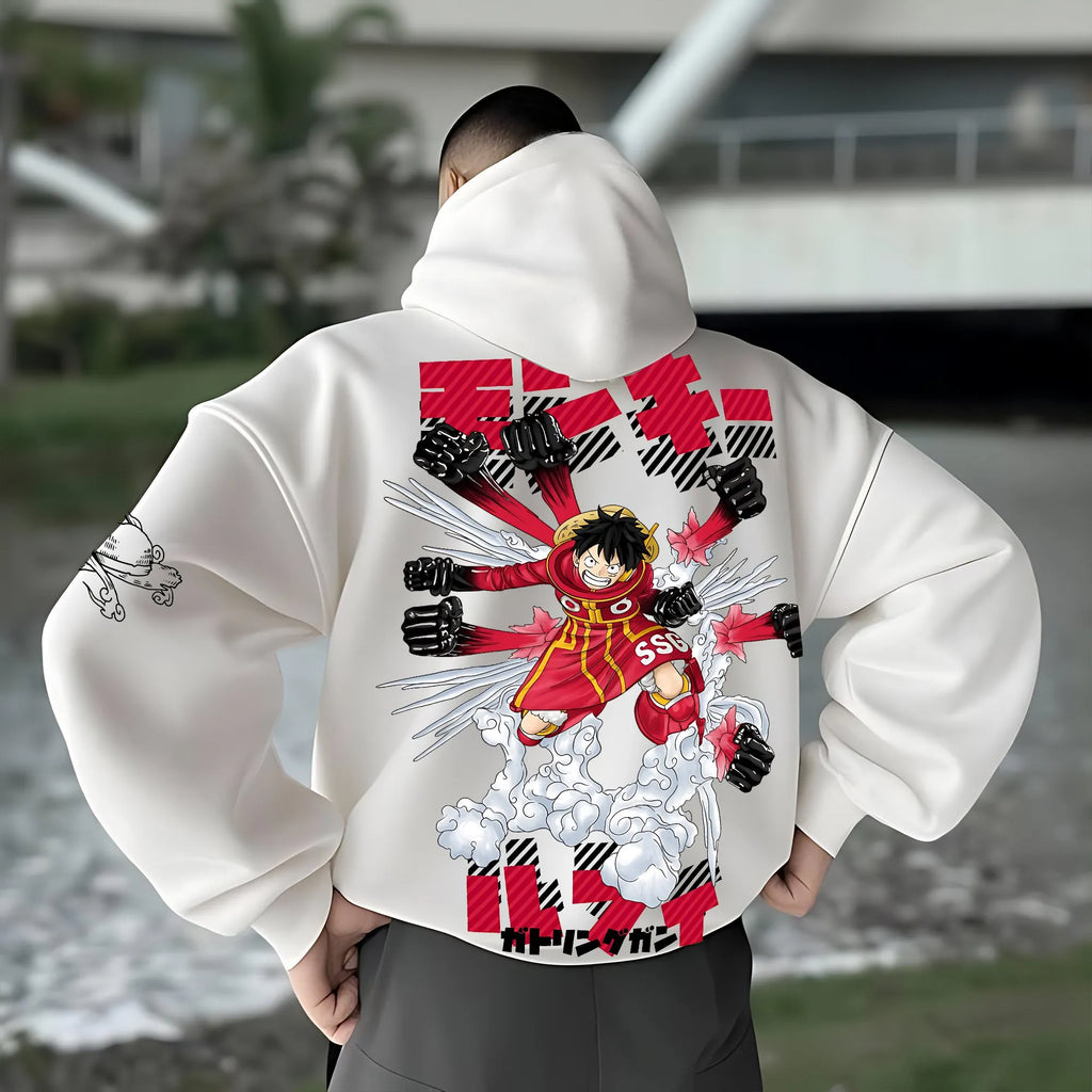 OP-Unisex Anime Inspired Vintage Plush Hoodie