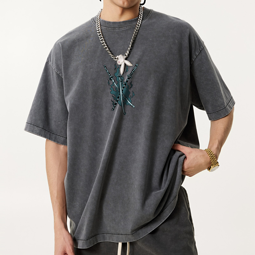 OP-Unisex Anime Inspired Vintage Washed T-Shirt