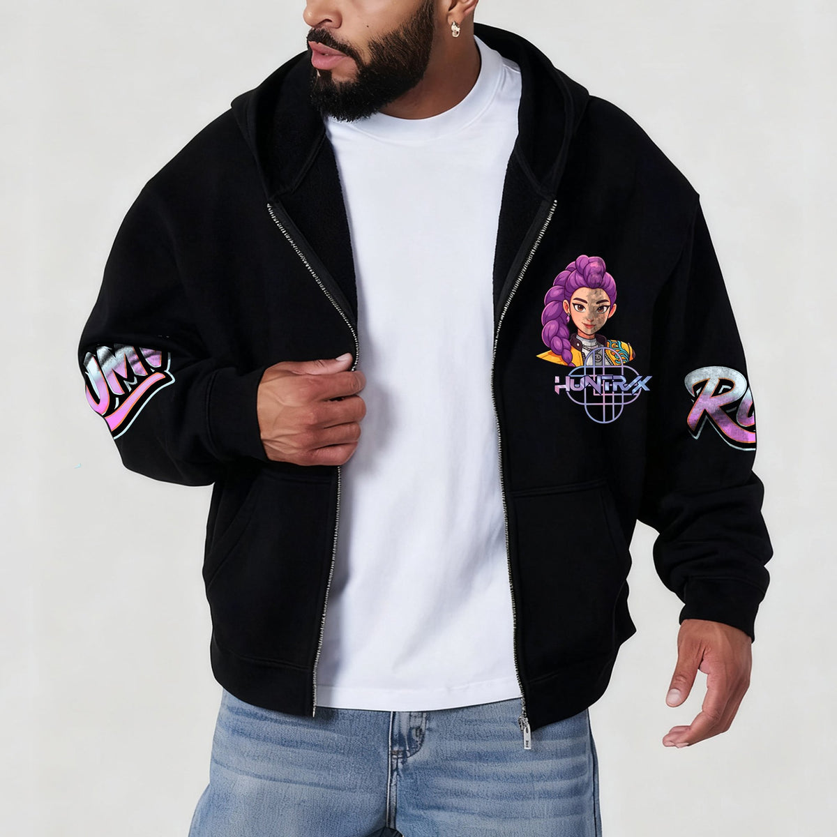 Unisex Graphic Streetwear Vintage Zipper Cardigan Plush Hoodie