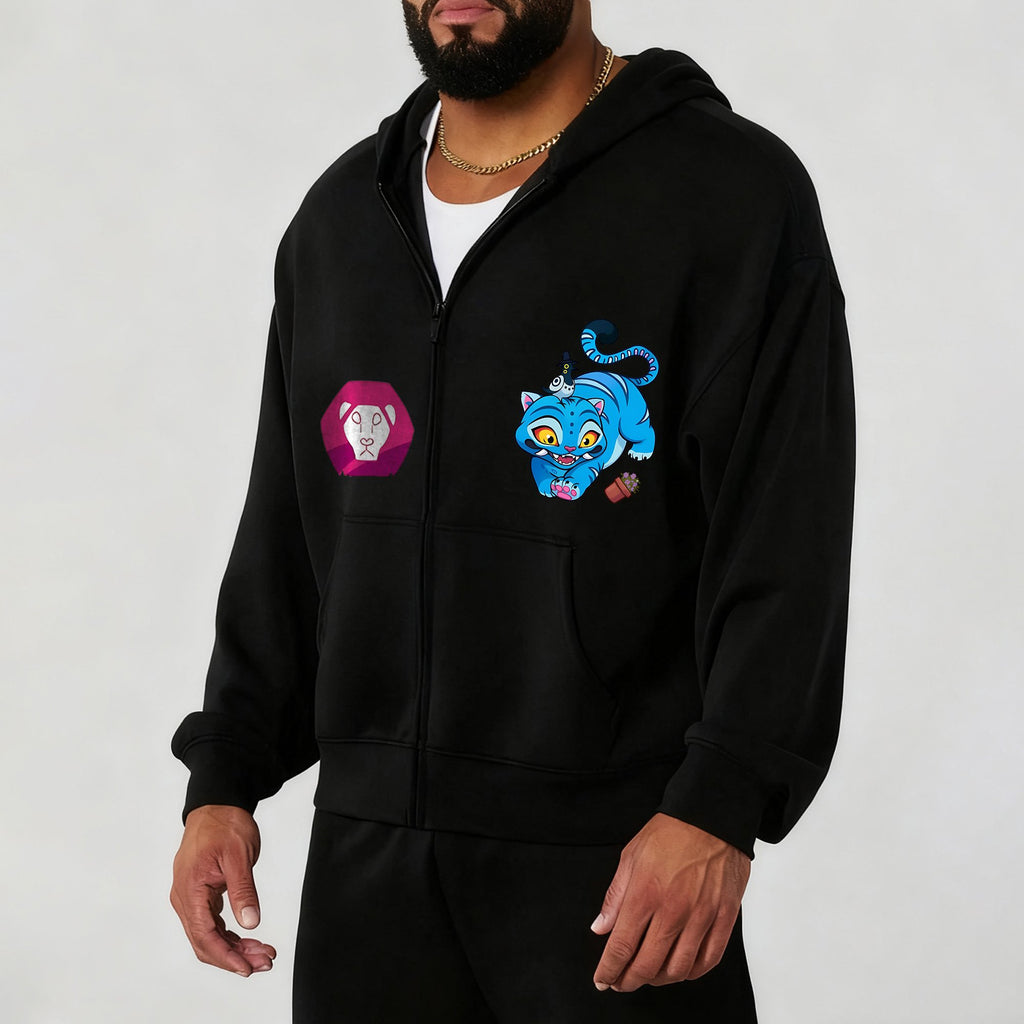 Unisex Graphic Streetwear Vintage Zipper Cardigan Plush Hoodie