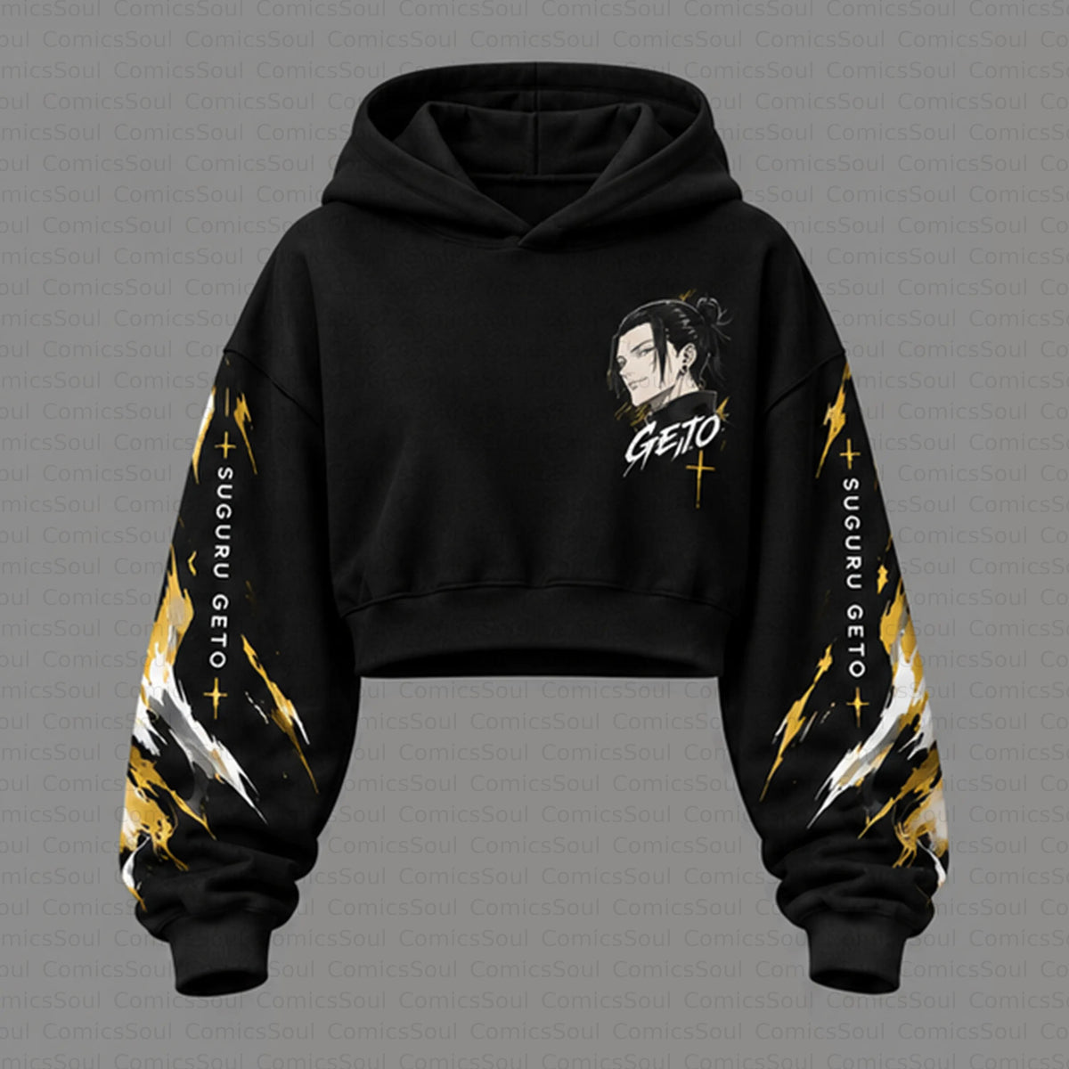 Jujutsu Kaisen Cropped Long Sleeve Hoodie & High Waist Jogger Pants Two Piece