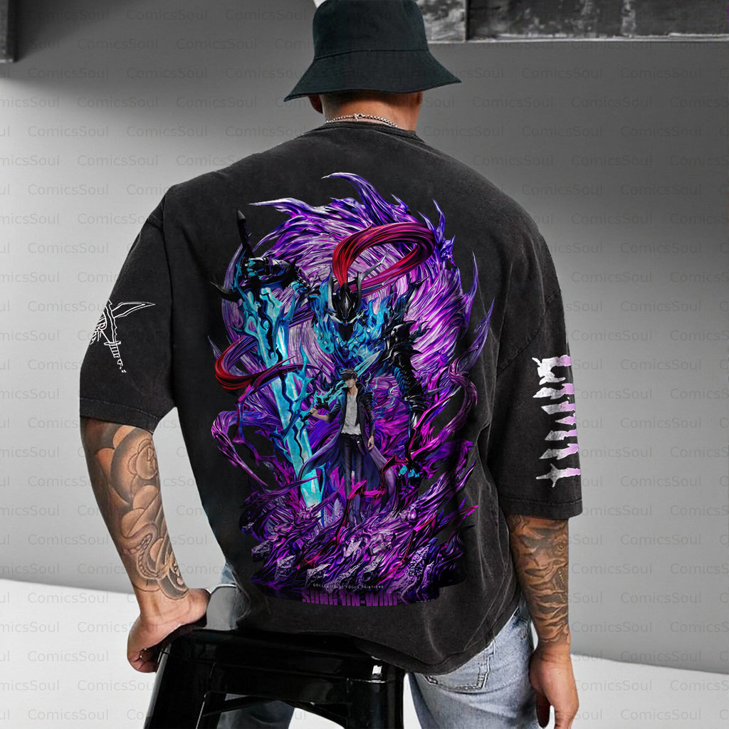 Unisex Anime Inspired Vintage Washed T-shirt