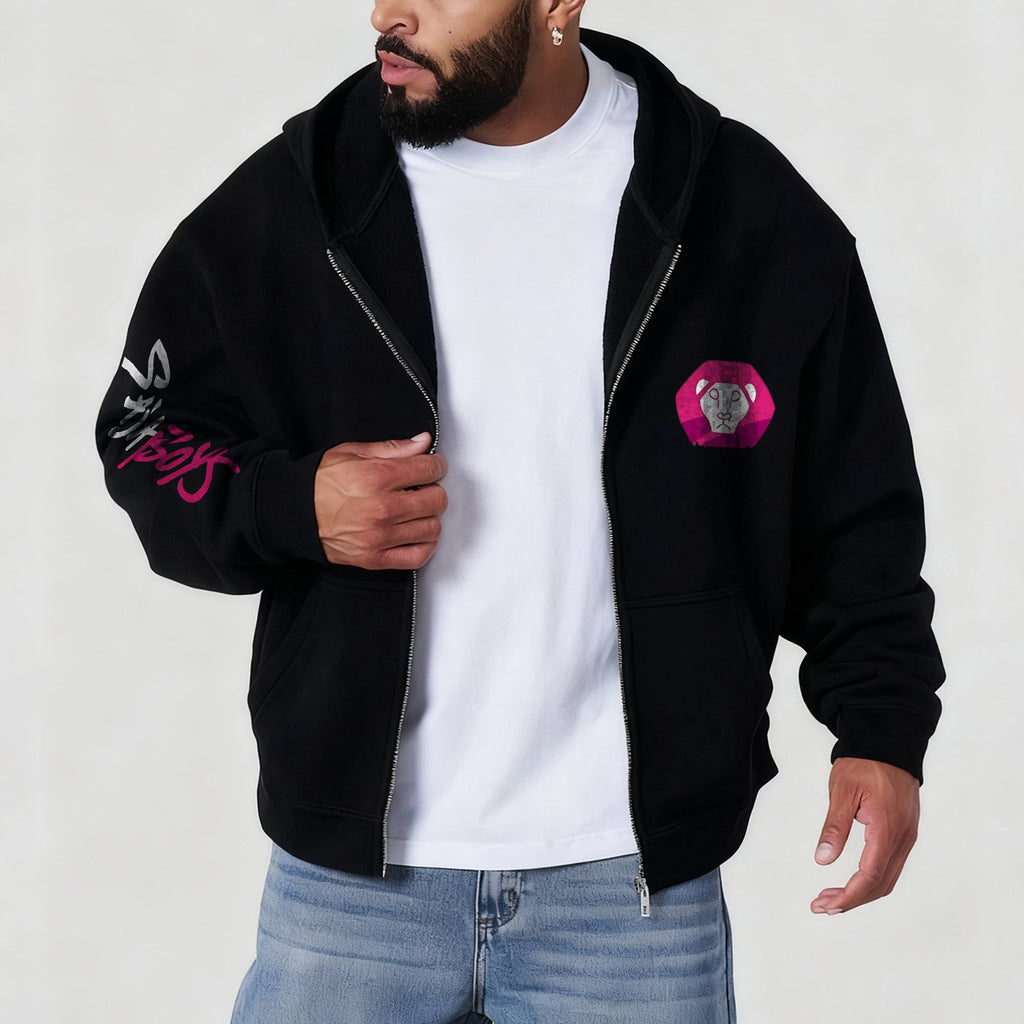 Unisex Graphic Streetwear Vintage Zipper Cardigan Plush Hoodie