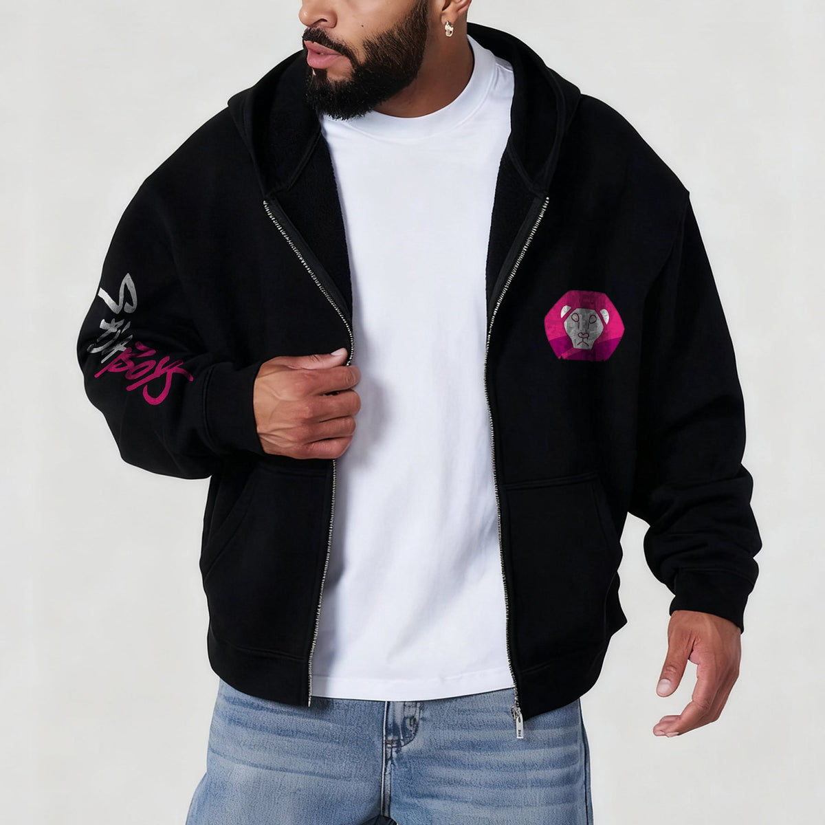 Unisex Graphic Streetwear Vintage Zipper Cardigan Plush Hoodie
