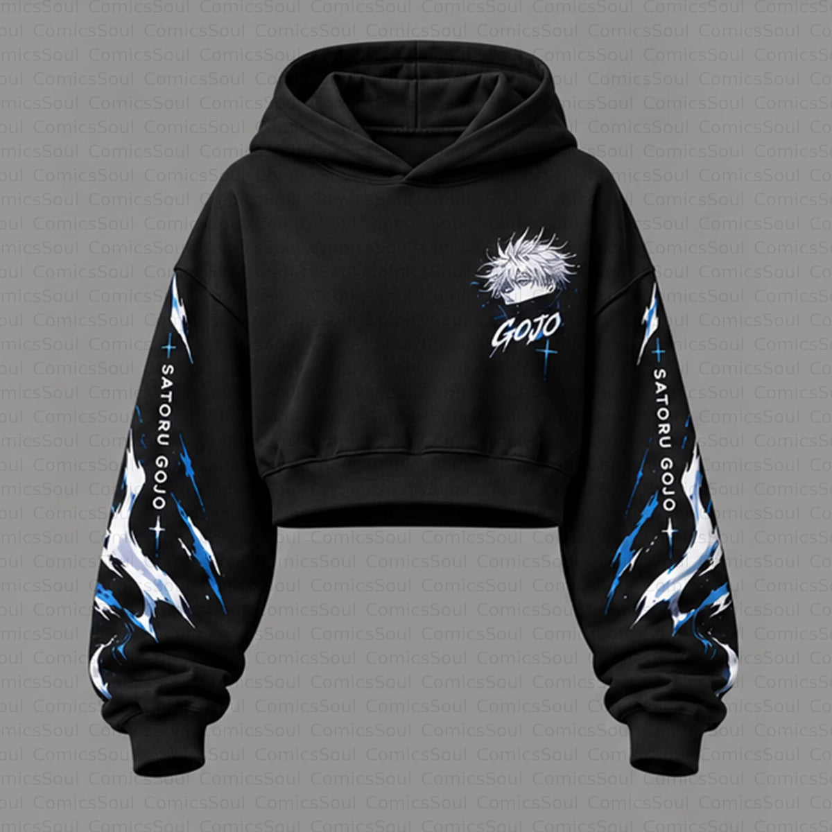 Jujutsu Kaisen Cropped Long Sleeve Hoodie & High Waist Jogger Pants Two Piece