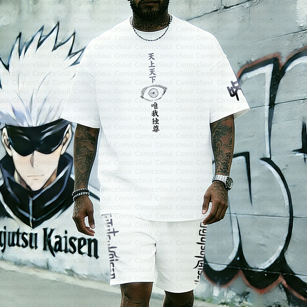 Unisex Anime Inspired Vintage T-shirt& Shorts 2 Pieces Set