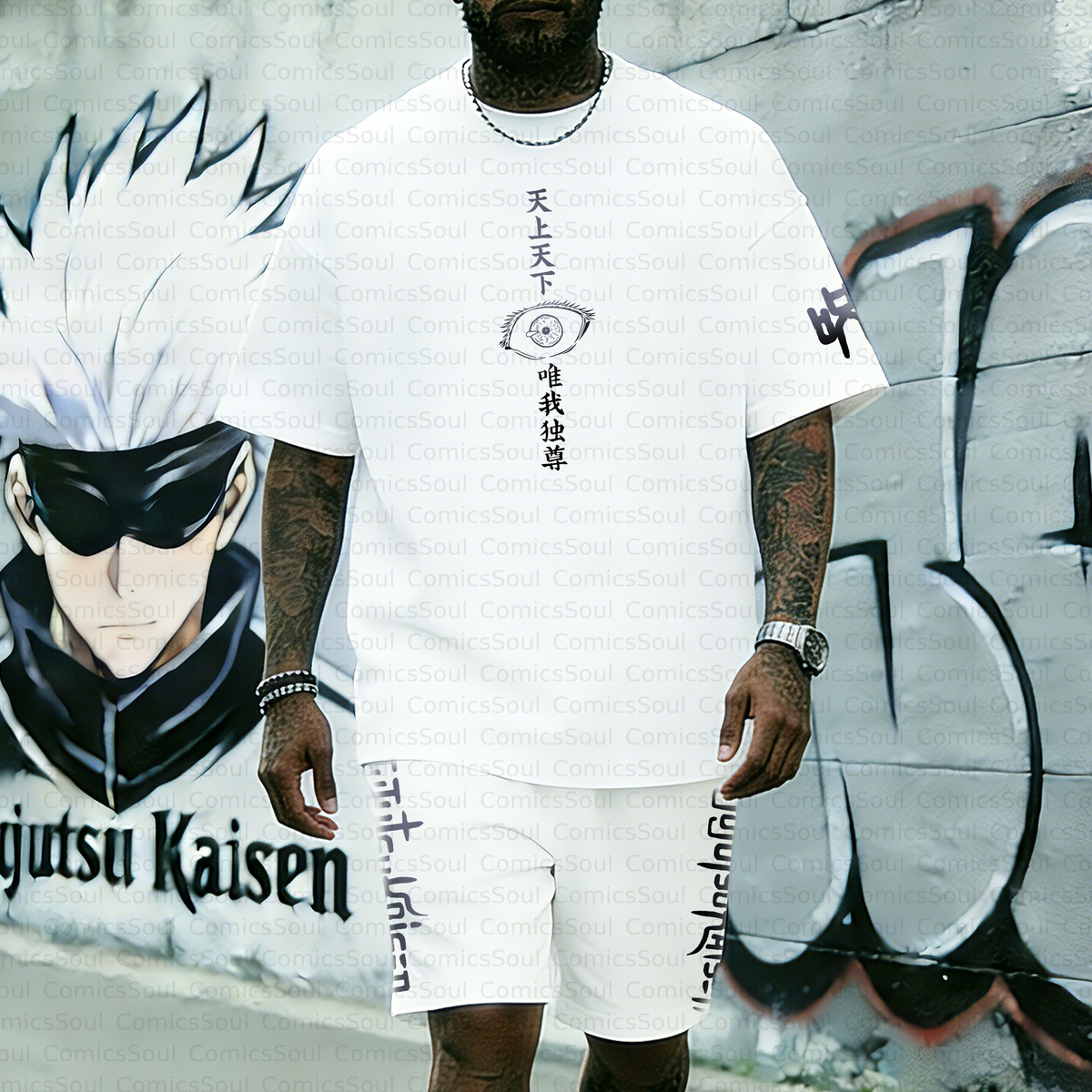 Unisex Anime Inspired Vintage T-shirt& Shorts 2 Pieces Set