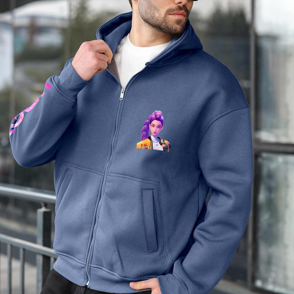 Unisex Graphic Streetwear Vintage Zipper Cardigan Plush Hoodie