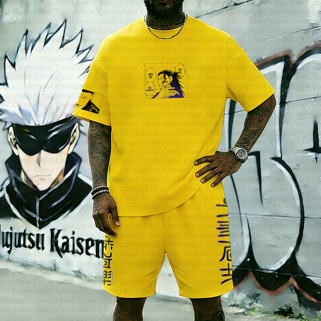 Unisex Anime Inspired Vintage T-shirt& Shorts 2 Pieces Set