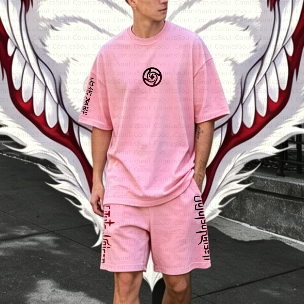 Unisex Anime Inspired Vintage T-shirt& Shorts 2 Pieces Set