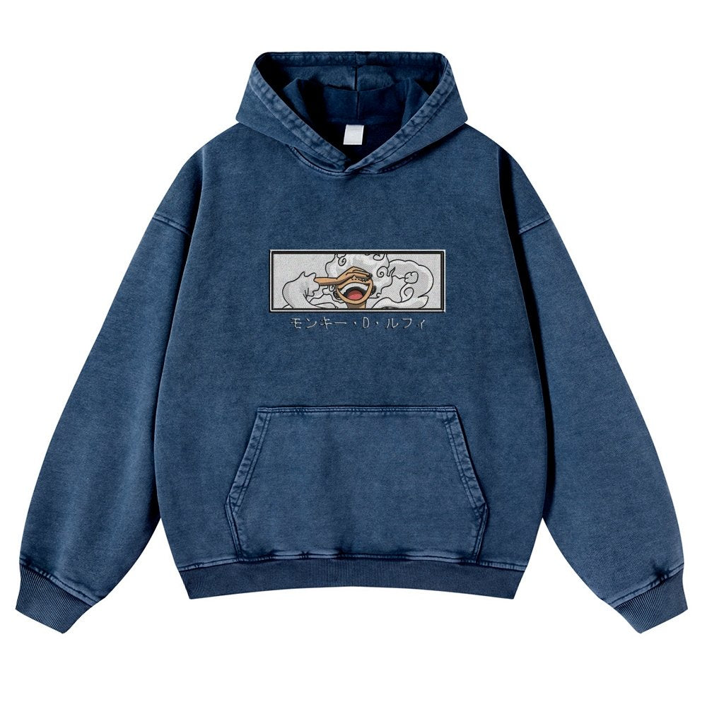 OP-Vintage Washed Luffy Hoodie