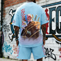 OP-Unisex Anime Inspired Vintage T-shirt& Shorts 2 Pieces Set