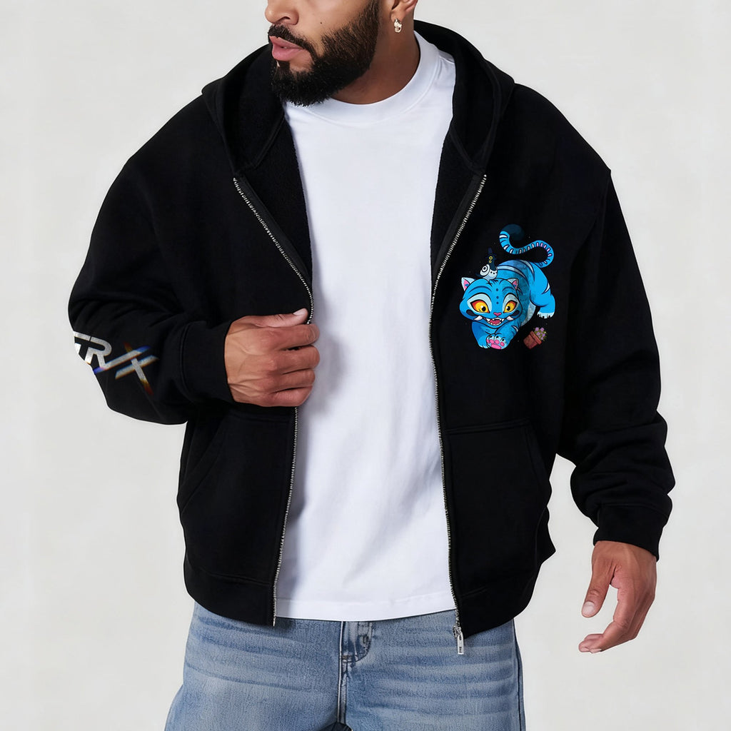 Unisex Graphic Streetwear Vintage Zipper Cardigan Plush Hoodie