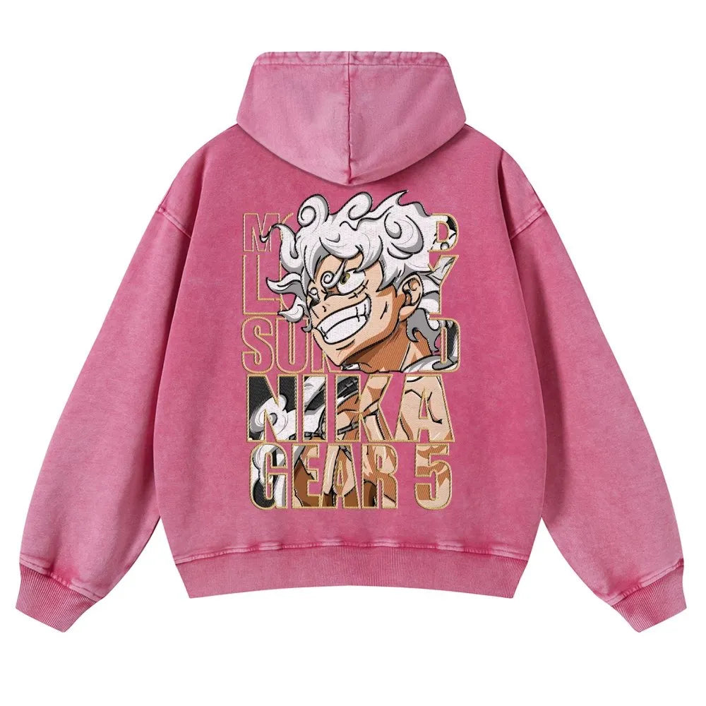 OP-Vintage Washed Luffy Hoodie