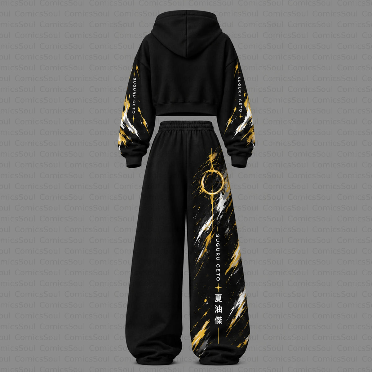 Jujutsu Kaisen Cropped Long Sleeve Hoodie & High Waist Jogger Pants Two Piece