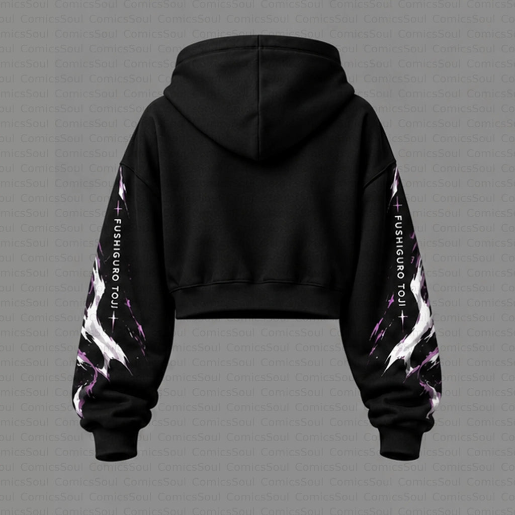 Jujutsu Kaisen Cropped Long Sleeve Hoodie & High Waist Jogger Pants Two Piece