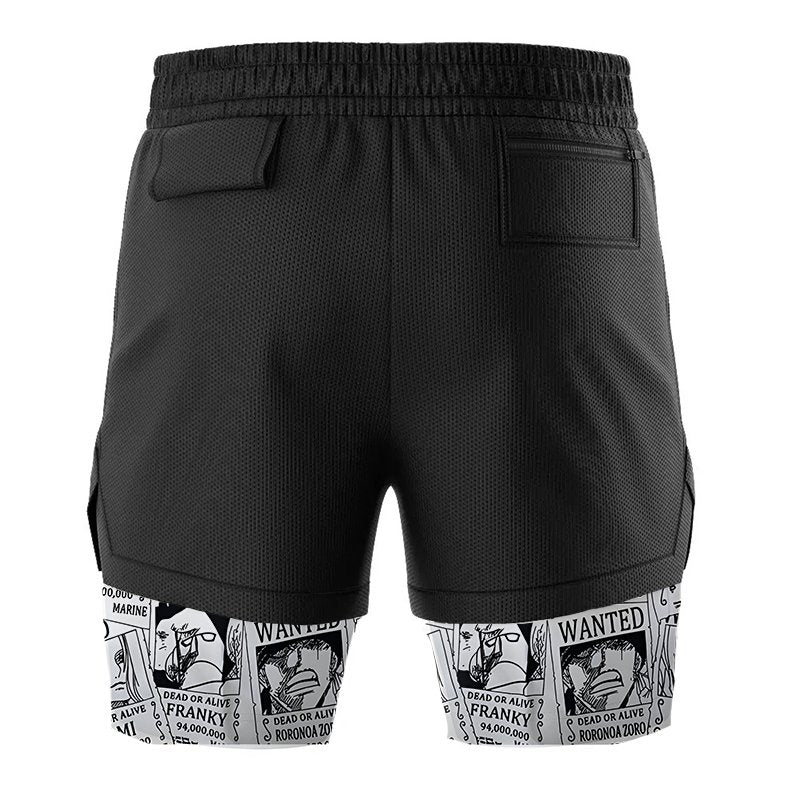 0P-Straw Hat Wanted Pattern   2-in-1 Performance Shorts