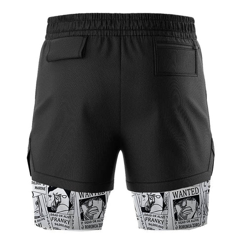 0P-Straw Hat Wanted Pattern   2-in-1 Performance Shorts