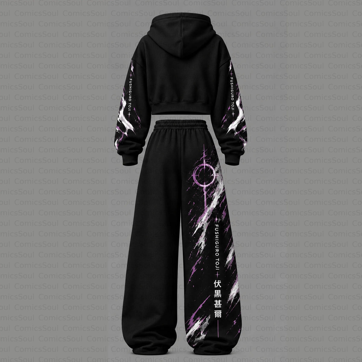 Jujutsu Kaisen Cropped Long Sleeve Hoodie & High Waist Jogger Pants Two Piece