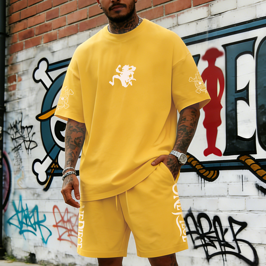 Unisex Anime Inspired Vintage T-shirt& Shorts 2 Pieces Set