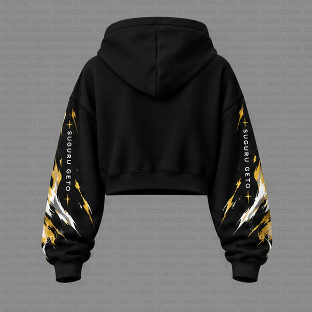 Jujutsu Kaisen Cropped Long Sleeve Hoodie & High Waist Jogger Pants Two Piece