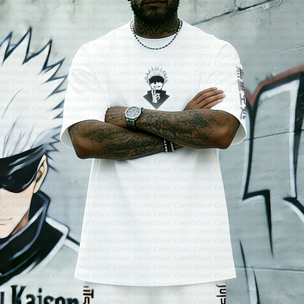 Unisex Anime Inspired Vintage T-shirt& Shorts 2 Pieces Set