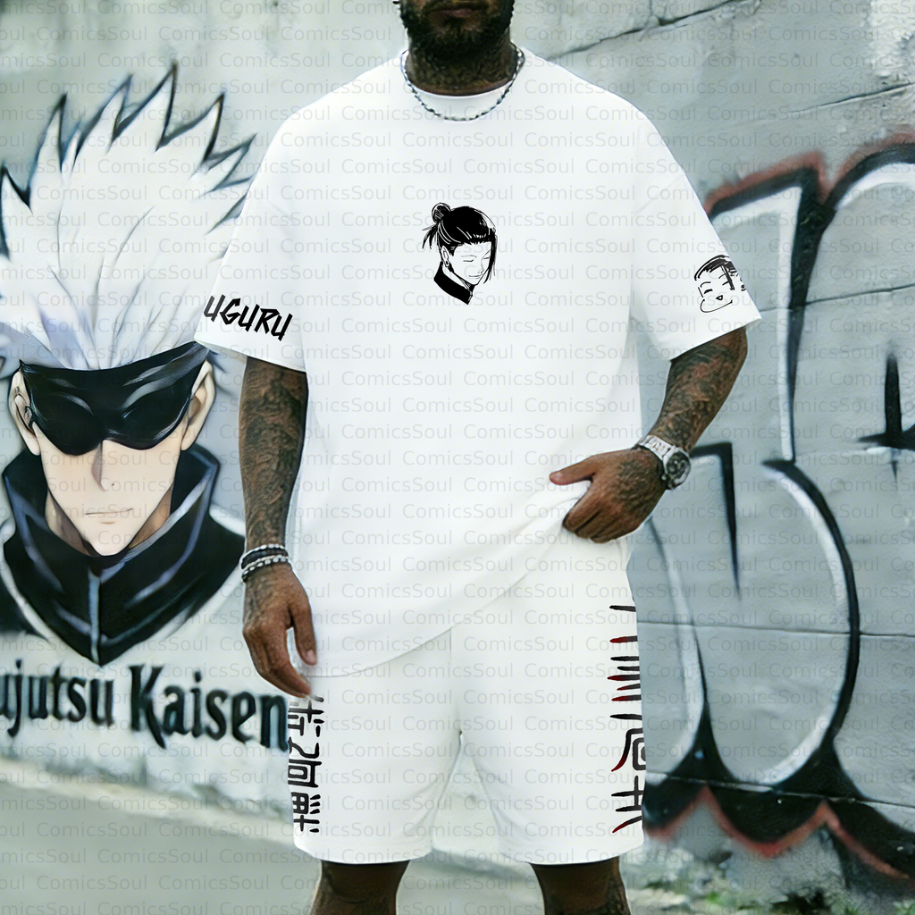 Unisex Anime Inspired Vintage T-shirt& Shorts 2 Pieces Set