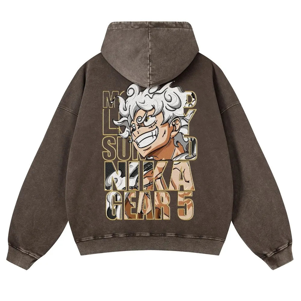 OP-Vintage Washed Luffy Hoodie