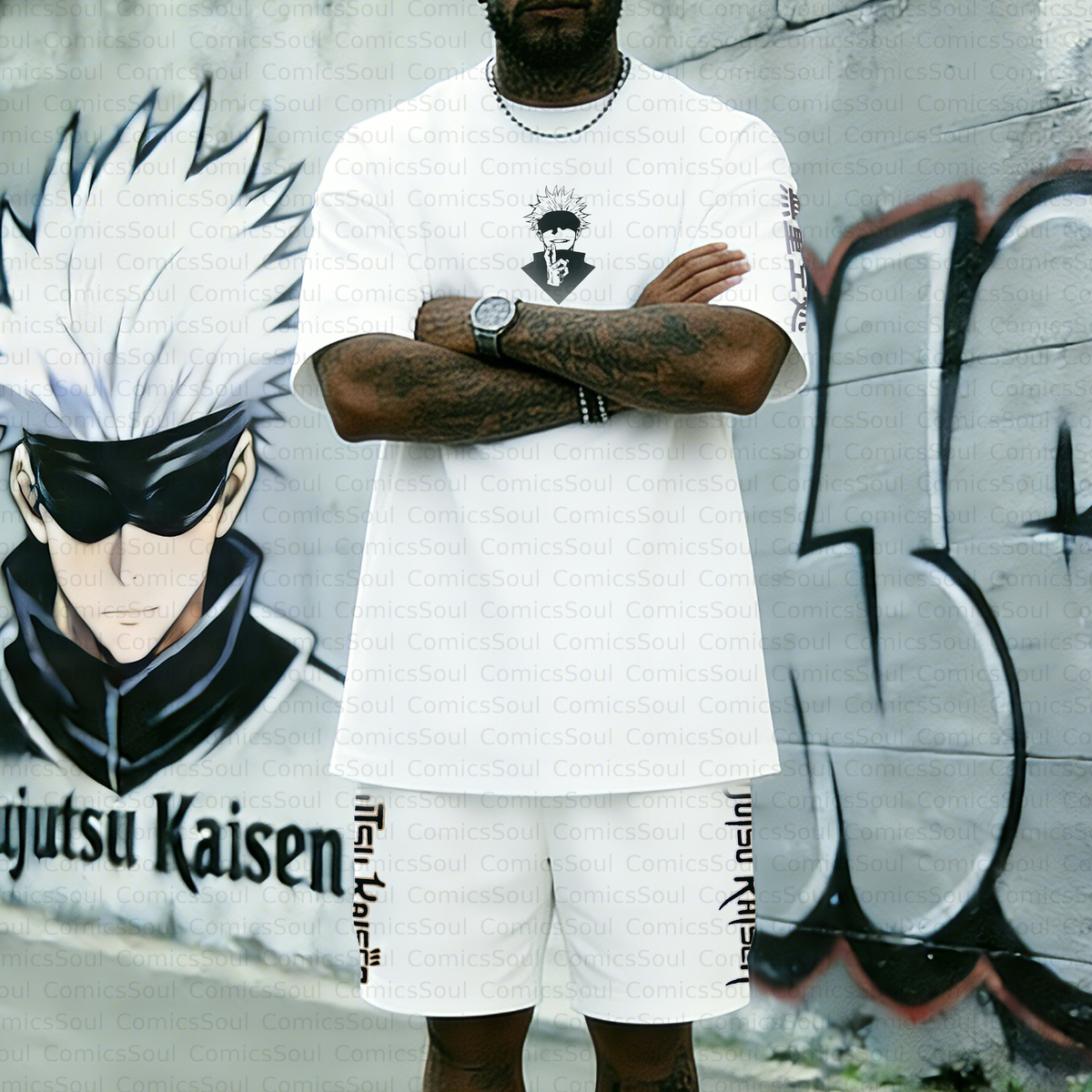 Unisex Anime Inspired Vintage T-shirt& Shorts 2 Pieces Set