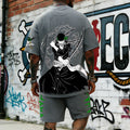 OP-Unisex Anime Inspired Vintage T-shirt& Shorts 2 Pieces Set