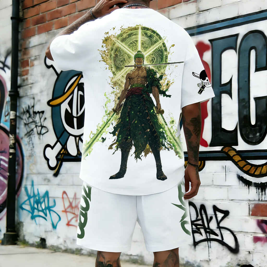 Unisex Anime Inspired Vintage T-shirt& Shorts 2 Pieces Set