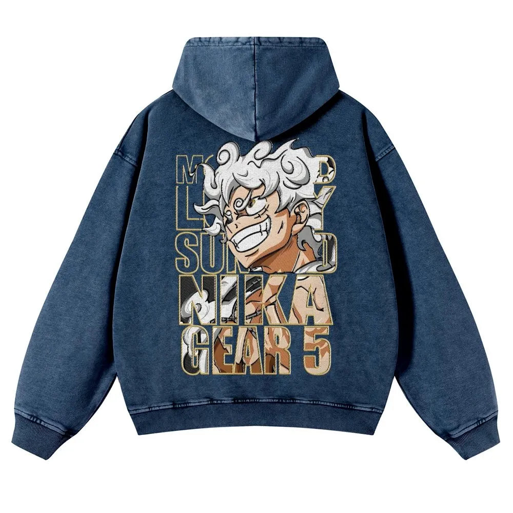 OP-Vintage Washed Luffy Hoodie