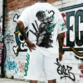 OP-Unisex Anime Inspired Vintage T-shirt& Shorts 2 Pieces Set