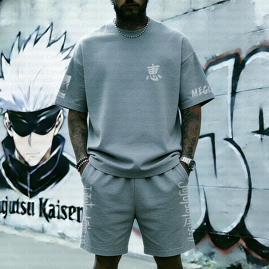 Unisex Anime Inspired Vintage T-shirt& Shorts 2 Pieces Set